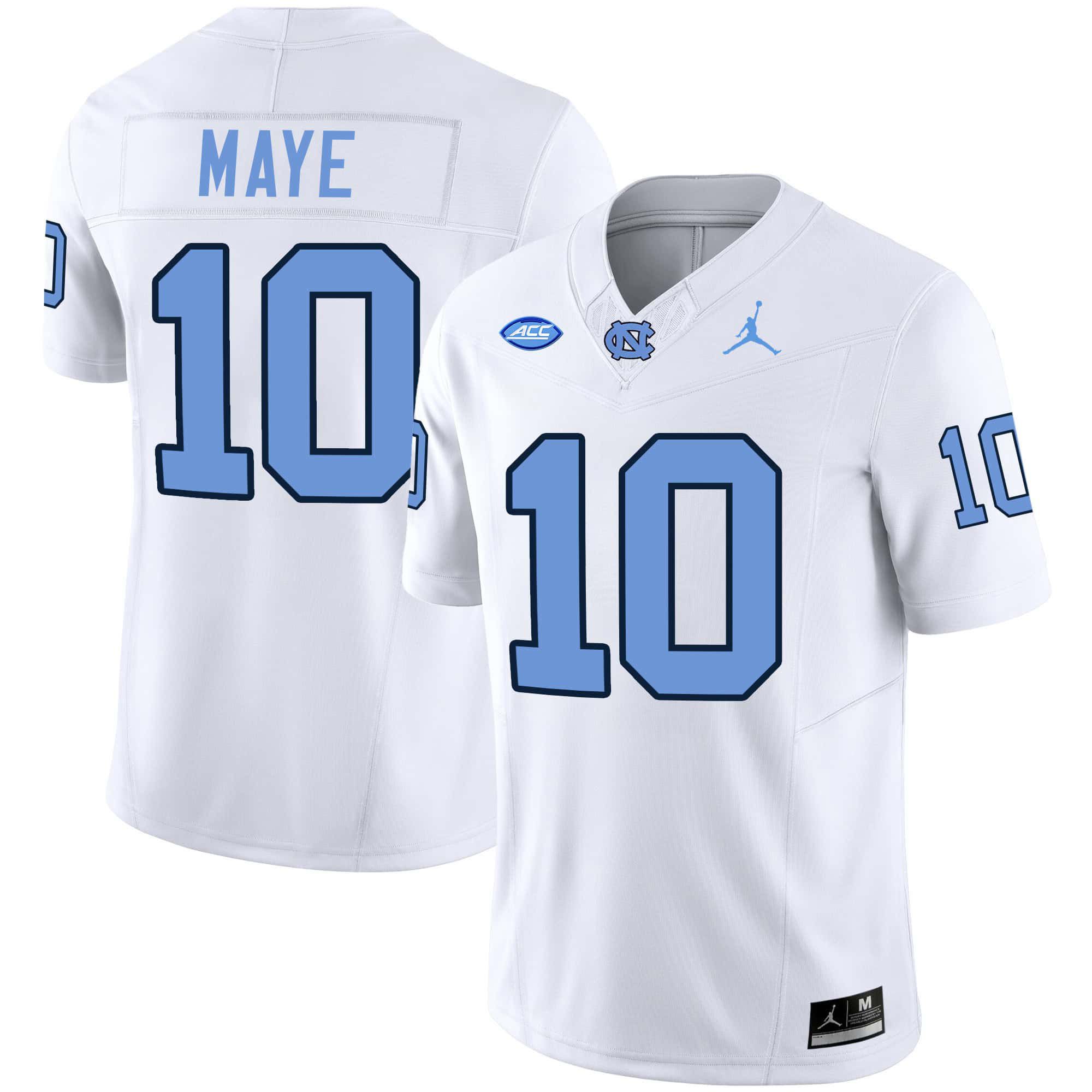 Men North Carolina Tar Heels #10 Maye White 2024 Vapor Limited NCAA Jersey